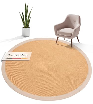carpetfine Sisalteppich Rund Beige Ø 200 | Moderner Teppich für Wohn- und Schlafzimmer
