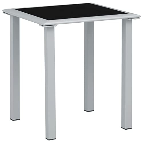 vidaXL Trädgårdsbord svart och silver 41x41x45 cm stål och glas