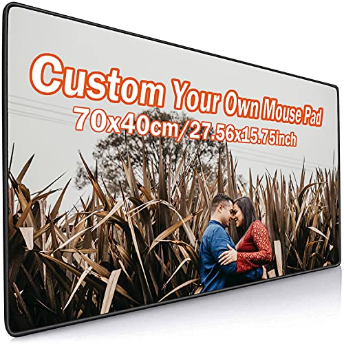 Tapis de souris avec photo personnalisée, grand tapis de souris de jeu professionnel avec bords cousus, cadeau créatif, tapis de bureau personnalisé 70x40cm