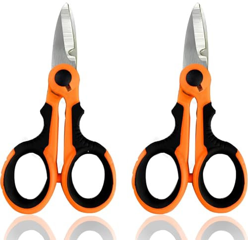 2 Pezzi Forbici Da Elettricista Professionali, Forbice Per Elettricisti, Forbice Professionale Per Elettricisti, Lame In Acciaio Inossidabile e Impugnatura In Gomma Morbida, 5,71 Pollice (Arancia)