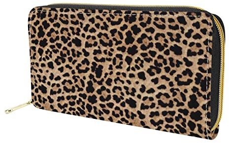 Dolyues Geldbörse mit Leopardenmuster für Damen, große Kapazität, langes Kreditkartenetui aus Pu-Leder mit Münzfach