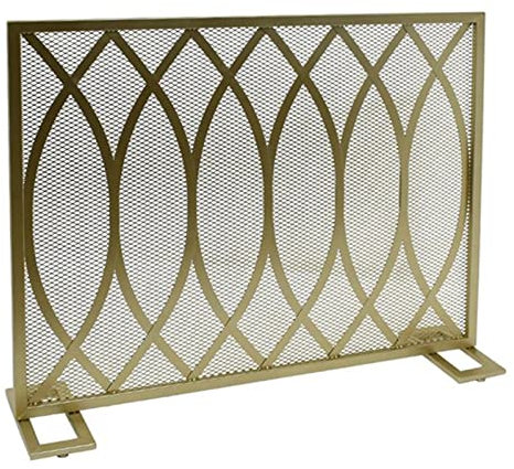 MMQGQ store Funkenschutz Inneneinrichtung Einzelpaneel Kamin-Bildschirm Mit Metall-Stahl-mesh-bildschirmen, Feuer-funken-Guard-Gitter Für Wohnzimmer Wohnkultur, 39.3 × 32,2 Zoll(Color:golden)