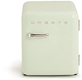 CREATE / RETRO FRIDGE 50 SILVER/Frigorífico verde pastel maneta plata / 85W, minibar, un estante, diseño retro, 50 cm, dos repisas, capacidad de 48L, bajo consumo, 50x44x49,8 cm