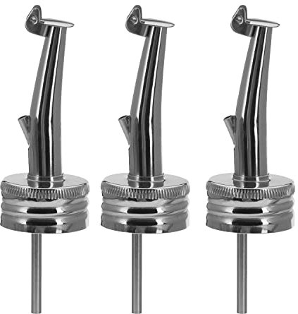 Westmark 3 versatori per liquori e olio per bottiglie con filettatura a vite, Ø 31,5 mm, con battente, con tratula, metallo/acciaio inox, inox Gastro, argento, 452522E3