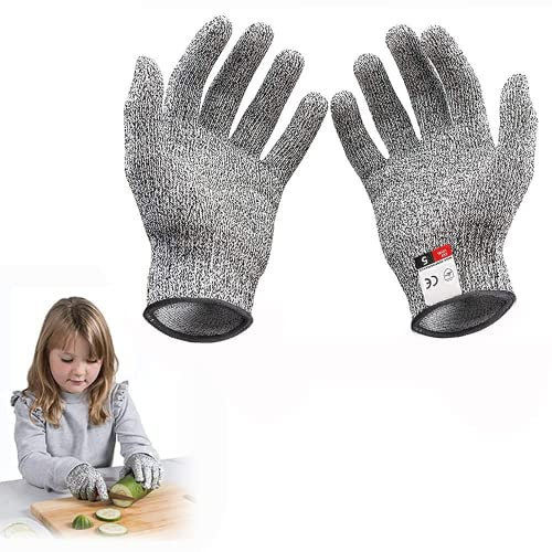 1 Pair Cut Resistant Gloves for Kids, BetterJonny Performance Level 5 Protection Food Safe Cut Resistant Gloves for Cooking Carving and Gardening for 5-8 Year Olds, XXS