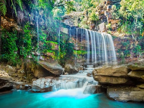 Wesmilewallpaper Papier Peint Panoramique Tapisserie Murales Chute D'Eau Rivière Sommet De La Montagne Paysages Naturels 430x300cm Intissé Soie Poster Geant Mural Salon Chambre