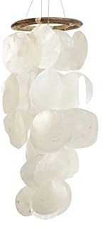 NaDeco Capiz-Windspiel, Maße ca. 65x15cm Klangspiel Klangspiel Wasserfall Windspiel Windspiel aus Perlmuttscheiben Perlmutt-Windspiel Klangspiel Feng-Shui-Mobile Capiz-Girlande Perlmutt-Hänger