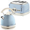 Ariete ARPK41 Retro Style Dome Kettle and 4 Slice Toaster Set, Vintage Design, Blue, Stainless Steel