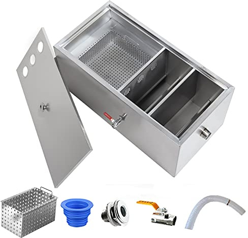 Intercepteur à Graisse, Intercepteur Graisse, Bac à Graisse en Acier Inoxydable avec Déflecteurs Amovibles Séparateur Huile-eau Sous Évier pour Restaurant Usine Maison Cuisine ( Size : 60x40x30cm )