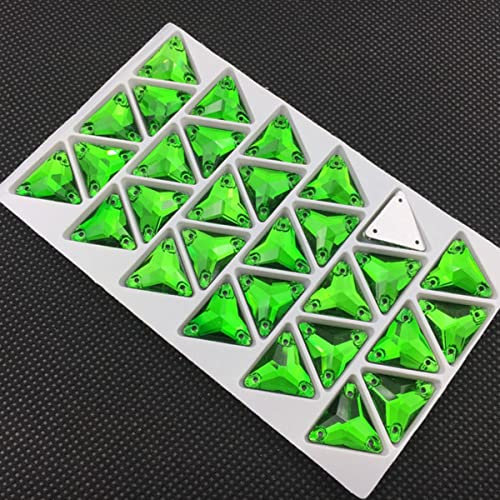 3270 Dreieck DIY Nähen Kristall Strass 12mm, 16mm, 22mm Steine zum Aufnähen Glasperlen Flache Rückseite Strass für Kleidung genäht-grasgrün,16mm 30St