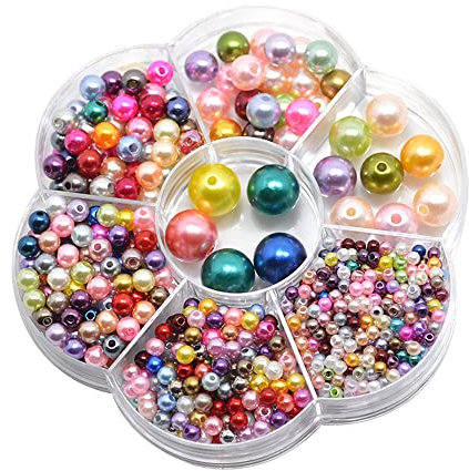 SYNYEY Perlen Bunt Set, 1150 Stück Bunte Runde Perlen, Verschiedene Größen 3/4/5/6/8/10/12mm für Diy Halsketten, Ohrringe, Kunst und Kunsthandwerk