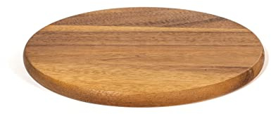 H&H Schneidebrett aus dunklem Holz, rund, 23 cm, braun