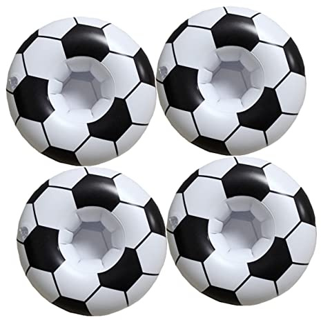 Toyvian Schwimmende Fußball Becherhalter, 4 Stück Aufblasbares Pool-Zubehör für Wassersport Strandparty Robuste PVC Getränkeuntersetzer Deko für Fußball Fans Sommerveranstaltungen