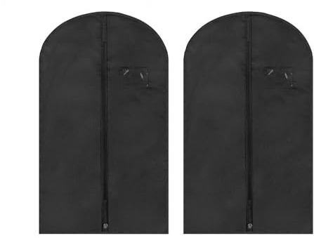 2 custodie protettive in tessuto non tessuto nero, per vestiti domestici, resistenti all'umidità, antipolvere, adatte per giacche e cappotti (60 x 100 cm)