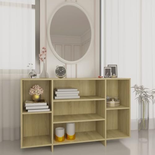 CKioict Vitrinenschrank Mehrzweckschrank Sideboard Wohnzimmer Sideboard Sonoma-Eiche 120x30x75 cm Holzwerkstofffür Küche, Wohnzimmer, Esszimmer
