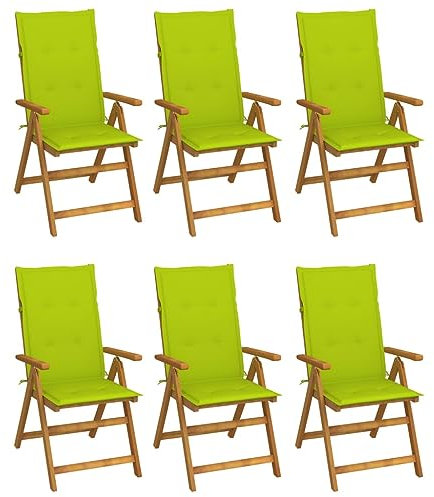 KTHLBRH Klappbare Gartenstühle 6 STK. mit Auflagen Massivholz Akazie, Outdoor-Stühle Terrassenstühle Freizeitstühle Balkonstühle für Garten, Rasen, Terrasse