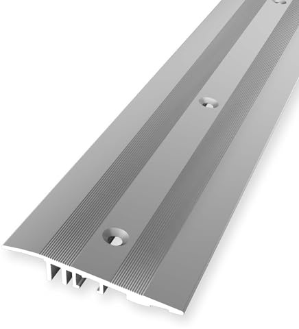 Höhenausgleichsprofil 12 x 80 x 2700 mm Ausgleichsprofil Anpassungsprofil Höhenausgleich Aluminium eloxiert Geriffelt Versenkt Gebohrt Silber Rampenprofil