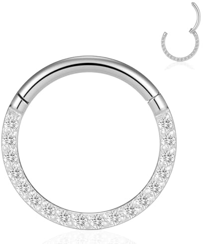 HENYQANN Piercing Anneau Argent Septum Piercing Daith Piercing Conch Piercing Helix Piercing Cartilage Boucle D'oreille Piercing Lèvre Piercing Cube Zircon 16G 8mm