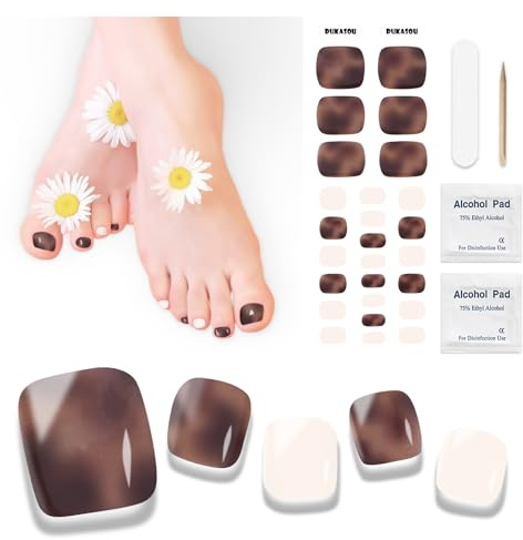 Uñas de Gel Pegatinas - 26 pcs Uñas Postizas Para Pies Uñas Semicuradas Uñas Gel Pegatinas Pies Toenail Art Stickers Adhesivas Nail Art