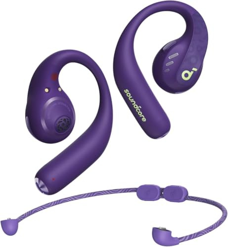 soundcore by Anker AeroFit Pro Open-Ear Headphones, Ultra Comfort, Secure Fit, Ergonomic Design, Rich Sound with LDAC, Bluetooth 5.3, IPX5 Water-Resistant, 46H Playtime(Renewed) (Purple)