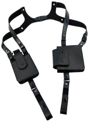 Dickly Leder Umhängetaschen Holster Tasche, Verstellbarer Schultergurt, Männer Crossbody Bag Outdoor, große Handytasche, Retro Unterarm Holster Pouch Tasche für Reisen Camping Party, Stil r
