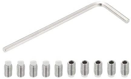 PATIKIL M4x7mm Nylon Tip Grub Screw, 10pcs 304 Stainless Steel Metric Hex Socket Head Cup Point Bolt Anti Slip Internal Hex Drive Hardware with l Key Wrench
