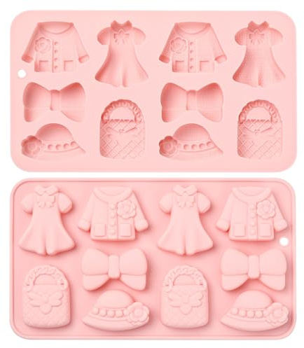 UR URLIFEHALL 2 Pcs Clothing Silicone Moulds Handbag Hat Bowknot Shaped Fondant Moulds for Jelly Chocolate Cake Cookie Candy Soap Cupcake Topper