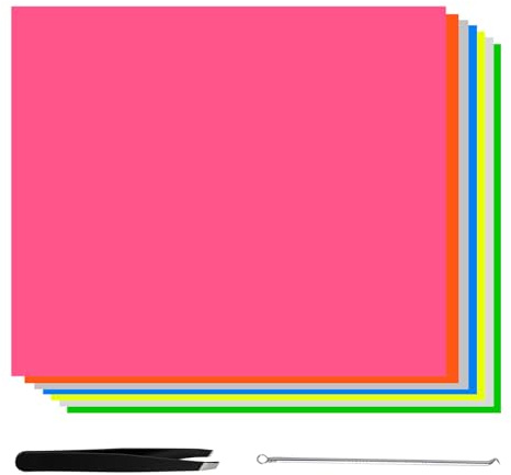 7Pcs Multicolour Heat Transfer Vinyl Sheet, 30.4x25.4cm Glow in The Dark Puff Vinyl, Iron on Vinyl Bundle, Transfer Plotter Film with Tweezers Blackhead Remover, Backed HTV Vinyl for DIY T-Shirts Hat