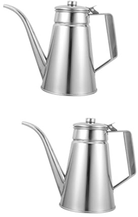 MAGICLULU Edelstahl Ölkanne Mit Ausgießer Praktischer Öldispenser Für Küche Und Restaurant Hochwertiger Ölbehälter Für Bratöl Speiseöl Und Sojasauce Ergonomischer Griff Für Sicheren Halt