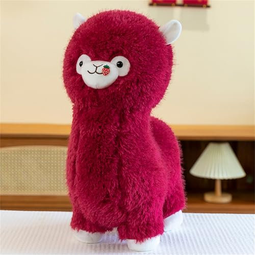 champracer Alpaka-Plüschtier, Weiches Alpaka-Kissen-Stofftier, Plüsch Alpaka Puppen Süß Klein Lama Plüschtier, Geschenk für Kinder Mädchen Jungen (80 cm,Rot)