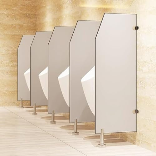 YVYKFZD Urinal-Trennwand für öffentliche Toiletten, bodenmontierte Schamwand für Männer, Urinal-Sichtschutz mit Edelstahlbeschlägen, Toilettentrennwand für Hotels, Schulen, Einkaufszentren(Light Grey,