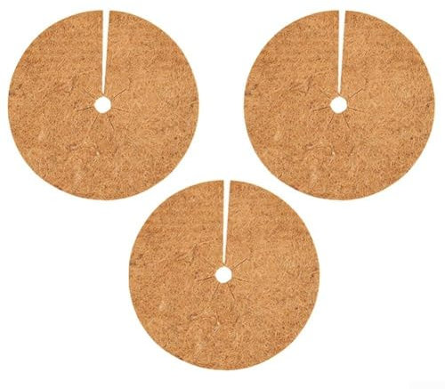Natural Coconut Fibre Mulching Discs Plant Protection Mat Control Water Retention Pad for Garden Flower Pots Trees 3 Pack (20/30/35/37/40/45/46/60CM)(45CM)