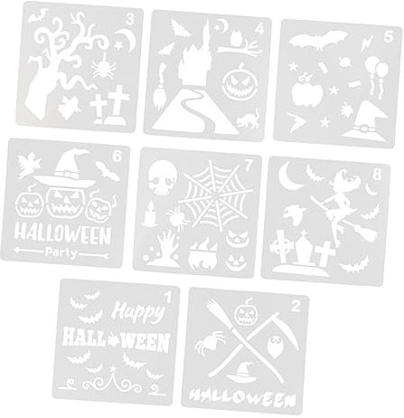 NUOBESTY 9stücke Halloween Schablonen Aus Kunststoff Zum Zeichnen Und Malen Halloween Schablonen Zum Selbermachen Für Junge Mädchen Weiß