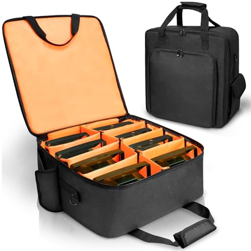 ORKELS 3/8'' Padded Stage Lighting Bag – Fits 8 Par Lights, Spotlights – Storage Bag with Dividers, Adjustable Straps & Accessory Pockets (8 Par Lights Bag)