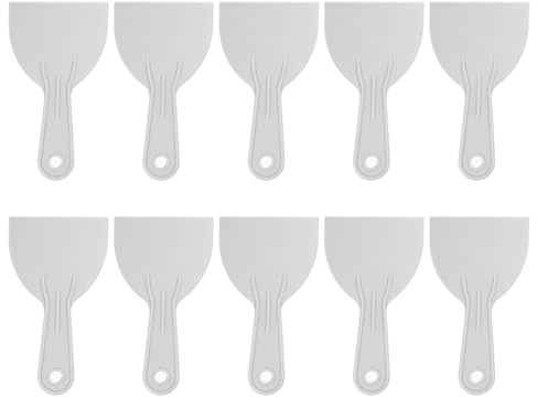 sourcing map 10 raschietti per stucco, larghezza 9,9 cm, 2 mm, sottili e flessibili, in plastica, per nastrare cartongesso, spalmare, dipingere, graffiare, grigio