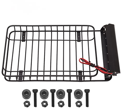 Beufee RC Car Metal Roof Luggage Rack with LED Lights for Axial Scx10 90046 Remote Contrl Car Accessories