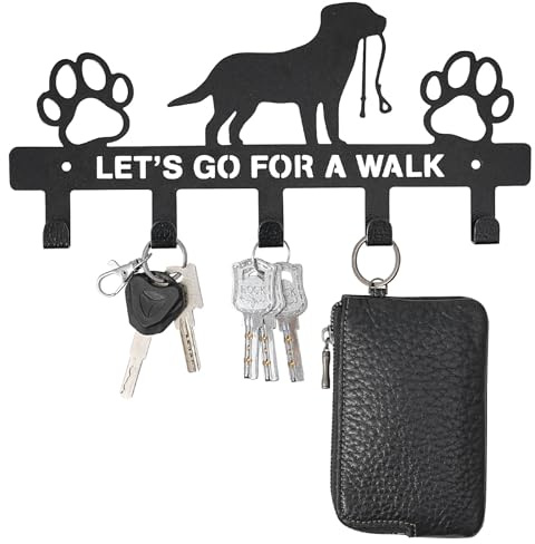 EliphonTowne Dog Key Holder for Wall - Creative Iron Art Dog Lead Hook for Key/Dog Leash/Bag, Clothing Storage Rack, Metal Key Hooks Wall Mounted