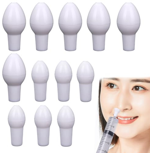 KEQAR 12 Pezzi Set di Punte Riutilizzabili | 6x Adulti + 6x Bambini | Morbide in Silicone Medico Compatibili con Siringhe e Docce Standard | Accessori per Lavaggi Nasali e Sollievo dalla Congestione