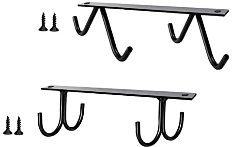 LIFKOME 2 Juegos Soporte para Tazas de Hierro con Ganchos Debajo del Gabinete Estante Colgante Multifuncional para Tazas y Utensilios de Cocina de Negro Almacenamiento Ventilado y