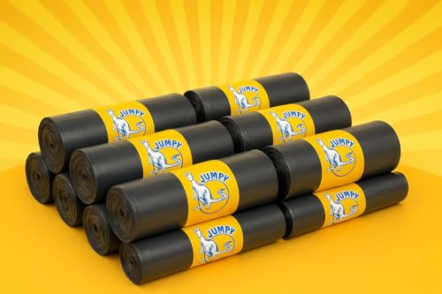 ISALP SHOP - JUMPY ECONOMY| 60 Sacchi Spazzatura 90x120, Sacchi Neri per Rifiuti, Capacità di 130L, Resistenti, Riciclabili, Antistrappo e Antigoccia, Made in Italy, 12 Rotoli da 5 pezzi