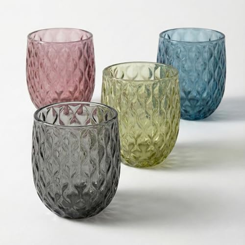 WANCHIY Glass Tumbler Set, 350 ml, Little Peach Pattern, Microwave Safe