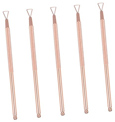 EPIGEIST 5 piezas Herramientas para Manicura Profesional Empujador de Cutículas y Removedor de Esmalte Acero Inoxidable Rosa Dorado Diseño Ergonómico Compacto para Uñas y Piel Muerta