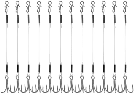 micherr 12 Haken für Jigs Kopf 6/8/10 cm Anhänger Drillingshaken 18 kg Fluorocarbon Angelschnur Angelzubehör