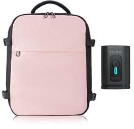 CELIMS - Sac à Dos Cabine Avion 40x30x20 cm | sous Vide avec Pompe | 24L | Bagage à Main Imperméable | Polyester Léger | Sac à Dos Voyage | Rose