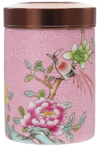 NUOBESTY Tetera Decorativa de Cerámica Tapa Metálica, 70ml Rosa | Tarro Cilíndrico de Estilo Sencillo, para Té y Alimentos, Uso en Cocina Adorno de Escritorio Estilo Aleatorio