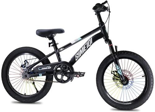SIMEIQI Kids Bike 18 20 Inch for Boys and Girls 5-10 Years Old Front Suspension and Dual Disk Brakes Adjustable Handlerbar & Seat with Kickstand