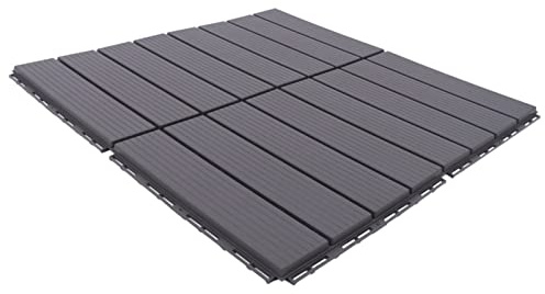 22 piastrelle a scatto in WPC, effetto legno, 30 x 30 cm, piastrelle a clic, per acqua filtrabile, in plastica, totale 2 m², per giardino, balcone, terrazza, grigio Westminster