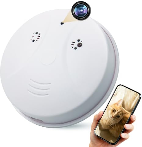 RUDTAR Spy Camera WiFi Hidden Smoke Detector Camera for Home Security | Wireless | Connect to Phone | Real-Time Monitoring | 1080P FHD | Motion Detection | Night Vision | 4.3in Cicyle | 4Hours Work