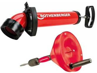 ROTHENBERGER Set zur Rohrreinigung | Saug-Druckreinigen, Spirale für manuellen und elektrischen Betrieb