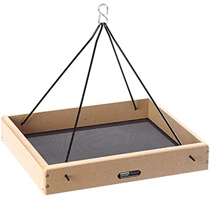 Birds Choice SNHPF250 Hanging Tray, Recycled Hanging Feeder w/ Collapsible Steel Hanging Rods, Large